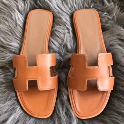 High Quality Hermes Oran Sandals In Brown Swift Leather QY01202