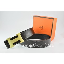 High Quality Hermes Reversible Belt Black/Black Togo Calfskin With 18k Drawbench Gold H Buckle QY01011