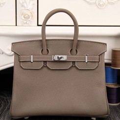 Hot Hermes Birkin 30cm 35cm Bag In Etoupe Clemence Leather QY02027