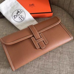 Hot Hermes Jige Elan 29 Clutch Bag In Brown Epsom Leather QY00201
