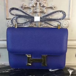 Imitation 1:1 Hermes Blue Electric Constance MM 24cm Epsom Leather Handbag QY01549