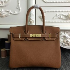 Imitation AAA Hermes Birkin 30cm 35cm Bag In Brown Clemence Leather QY00463