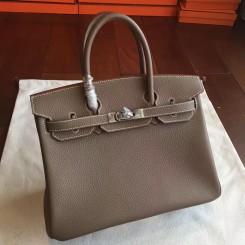 Imitation Hermes Etoupe Clemence Birkin 25cm Handmade Bag QY00461