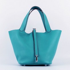 Imitation Hermes Picotin Lock Bag In Turquoise Leather QY00668