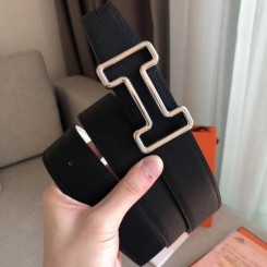 Imitation Hermes Tonight 38MM Reversible Belt In Black/White Epsom Leather QY00132