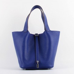 Knockoff Best Quality Hermes Picotin Lock Bag In Electric Blue Leather QY01206