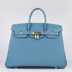 Knockoff Hermes Birkin 30cm 35cm Bag In Blue Jean Togo Leather QY01222