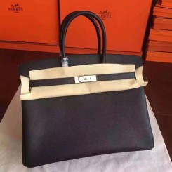 Knockoff Hermes Black Epsom Birkin 35cm Handmade Bag QY01384