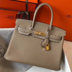 Knockoff Hermes Grey Clemence Birkin 30cm Handbag QY01277