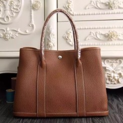 Knockoff Hermes Medium Garden Party 36cm Tote In Brown Leather QY00548