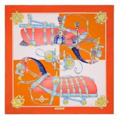 Knockoff Hermes Orange Harnais De Cour Scarf 90 QY01743