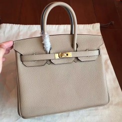 New Hermes Grey Clemence Birkin 25cm Handmade Bag QY01319
