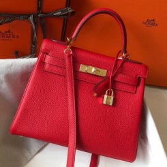 Replica AAAAA Hermes Red Clemence Kelly 32cm Retourne Handbag QY01350