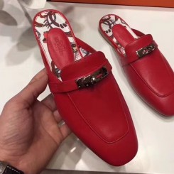 Replica Cheap Hermes Oz Mule In Red Calfskin Leather QY00232