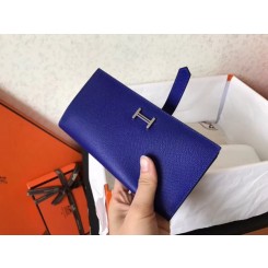 Replica Hermes Blue Electric Epsom Bearn Gusset Wallet QY01552