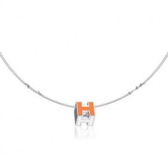 Replica Hermes Cage d’H Necklace Orange in Lacquer With Gold QY00391