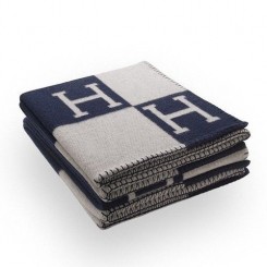 Replica Hermes Dark Blue Avalon Blanket QY00213