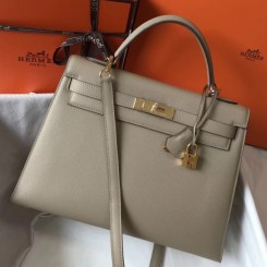 Replica Hermes Grey Epsom Kelly 32cm Sellier Handbag QY01931