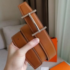 Replica Hermes H d’Ancre Reversible Belt In Gold/Red Epsom Leather QY01472