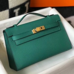 Replica Hermes Kelly Pochette Bag In Vert Veronese Epsom Leather QY01322