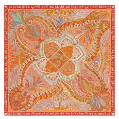 Replica Hermes Orange Le Jardin de la Maharani Shawl QY02060