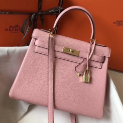 Replica Hermes Kelly 28cm Bag In Vert Amande Clemence Leather GHW