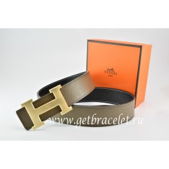 Replica Hermes Reversible Belt Light Gray/Black Togo Calfskin With 18k Drawbench Gold H Buckle QY01393