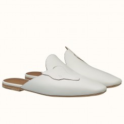 Replica Hermes Tangeria Mule In White Calfskin Leather QY01228