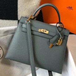 Replica Hermes Vert Amande Epsom Kelly 25cm Sellier Handbag GHW QY00273