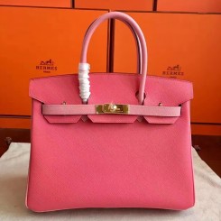 Top Hermes Rose Lipstick Espom Horseshoe Brikin 30cm Handmade Bag QY00342