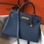 AAA 1:1 Hermes Blue AgateClemence Kelly 32cm Retourne Handbag QY01995