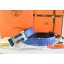 Best 1:1 Hermes Reversible Belt Blue/Black Ostrich Stripe Leather With 18K Gold Stripe Logo H Buckle QY01935