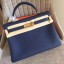 Best 1:1 Hermes Sapphire Clemence Kelly Retourne 28cm Handmade Bag QY02256