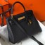Best Replica Hermes Black Clemence Kelly 25cm GHW Handbag QY00267