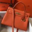 Best Replica Hermes Orange Clemence Kelly 32cm Retourne Handbag QY00801