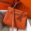 Copy Hot Hermes Orange Clemence Kelly 25cm GHW Handbag QY01695