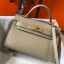 Designer Hermes Kelly Mini II Handbag In Gris Tourterelle Epsom Leather QY00448