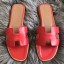Designer Replica Hermes Oran Sandals In Red Swift Leather QY01798