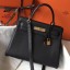 Fake 1:1 Hermes Black Clemence Kelly 28cm Handbag QY01312