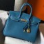 Fake Hermes Birkin 25cm Handbag In Blue Jean Clemence Leather QY02326