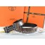 Fake Hermes Reversible Belt Brown/Black Crocodile Stripe Leather With18K Black Silver Width H Buckle QY01046