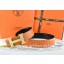 Fake Hermes Reversible Belt Orange/Black Togo Calfskin With 18k Gold Wave Stripe H Buckle QY00358