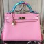 Fashion Fake Hermes Pink Clemence Kelly 28cm Bag QY00863