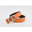 Fashion Imitation Hermes Reversible Belt Orange/Black Anchor Chain Togo Calfskin With 18k Silver Buckle QY00215