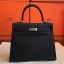 Hermes Black Epsom Kelly 25cm Sellier Handmade Bag QY01249