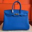 Hermes Blue Hydar Clemence Birkin 35cm Handmade Bag QY00811