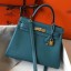 Hermes Blue Jean Clemence Kelly 32cm Retourne Handbag QY01368
