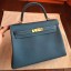 Hermes Blue Jean Clemence Kelly Retourne 32cm Handmade Bag QY01061