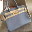 Hermes Blue Lin Clemence Birkin 35cm Handmade Bag QY01238