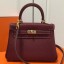 Hermes Bordeaux Clemence Kelly 20cm GHW Bag QY01767